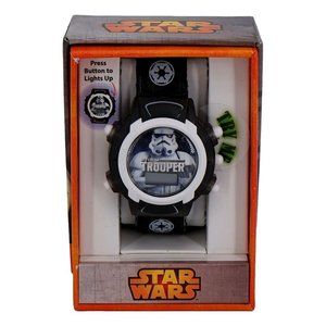 Star Wars Storm Trooper Light Up Button Digital Watch Black Strap